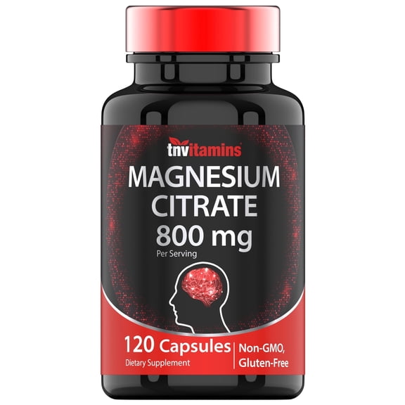 TNVitamins Magnesium Citrate Capsules Dietary Supplements 800mg Digestive Muscle Nerve Mineral Intake Cardiovascular Joint Health Adults NON GMO, 120 Count