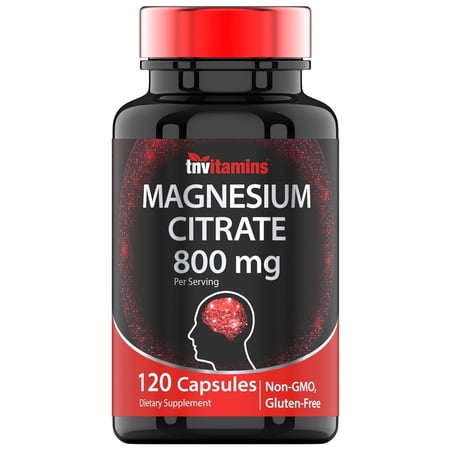 TNVitamins Magnesium Citrate Capsules Dietary Supplements 800mg Digestive Muscle Nerve Mineral Intake Cardiovascular Joint Health Adults NON GMO, 120 Count
