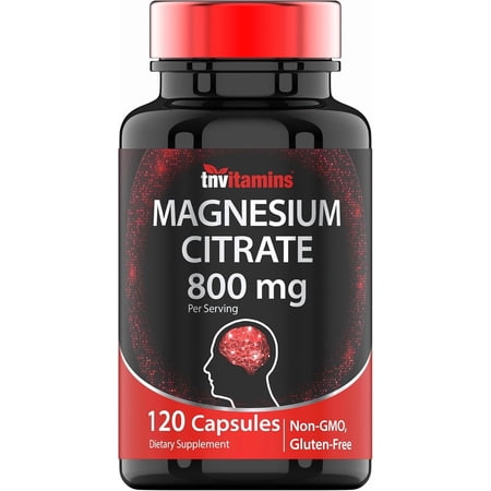 TNVitamins Magnesium Citrate Capsules Dietary Supplements 800mg Digestive Muscle Nerve Mineral Intake Cardiovascular Joint Health Adults NON GMO, 120 Count