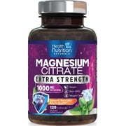 Magnesium Citrate 1000mg Per Serving - Max Absorption Magnesium Powder Capsules for Muscle, Nerve and Heart Health Support, High Absorption Citrate Complex, Gluten Free, Non-GMO - 120 Capsules