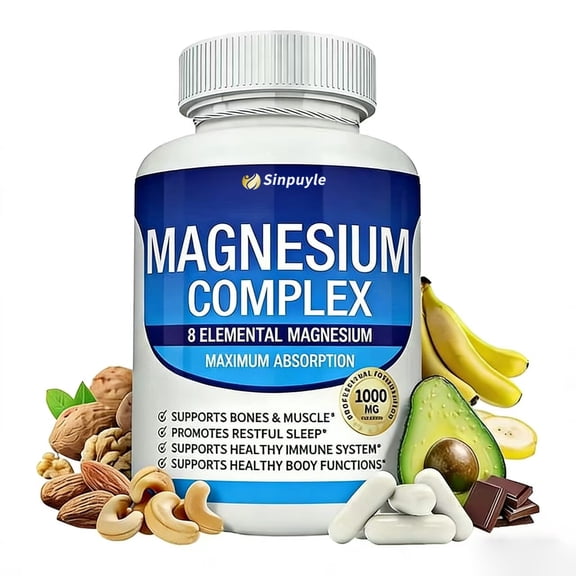 Magnesium Complex 1000mg | 8 Elemental Magnesium for Maximum Absorption | Supports Restful Sleep, Bones, Muscle & Immune Health | 90 Capsules