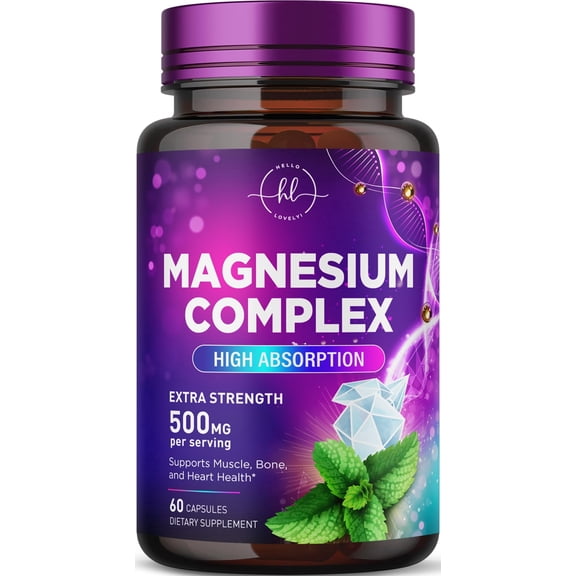 Magnesium Complex - 500mg Elemental Blend of Glycinate, Citrate, Malate & Oxide - Muscle, Bone, Heart Health & Sleep Support - High Absorption Magnesium Supplement, Bottled in USA - 60 Capsules