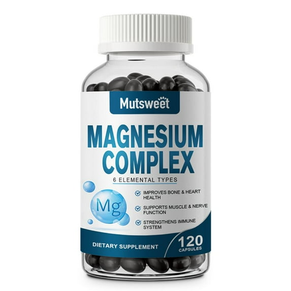 Magnesium Complex 500mg - 120 Veggie Capsules - Magnesium Supplement for Sleep, Leg Cramps, Muscle, Heart - Max Absorption, Gluten-Free, Non-GMO