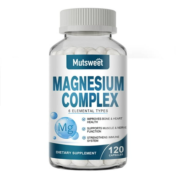 Magnesium Complex 500mg - 120 Veggie Capsules - Magnesium Supplement for Sleep, Leg Cramps, Muscle, Heart - Max Absorption, Gluten-Free, Non-GMO