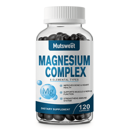 Magnesium Complex 500mg for Bone, Muscle, Heart, Immune & Energy Support - 120 Vegan Capsules, Magnesium Supplement By MS