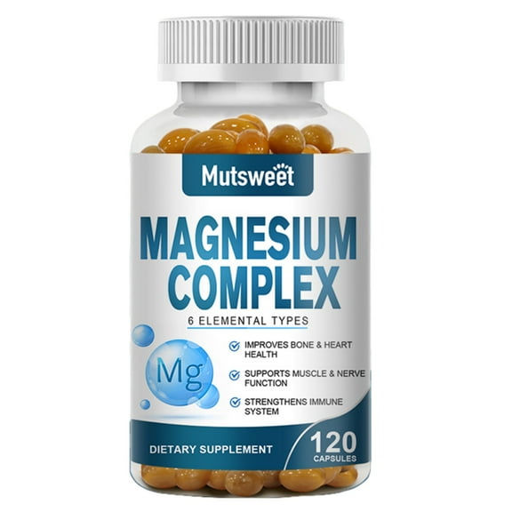 Magnesium Complex 500mg for Bone, Muscle, Heart, Immune & Energy Support - 120 Vegan Capsules, Magnesium Supplement By MS