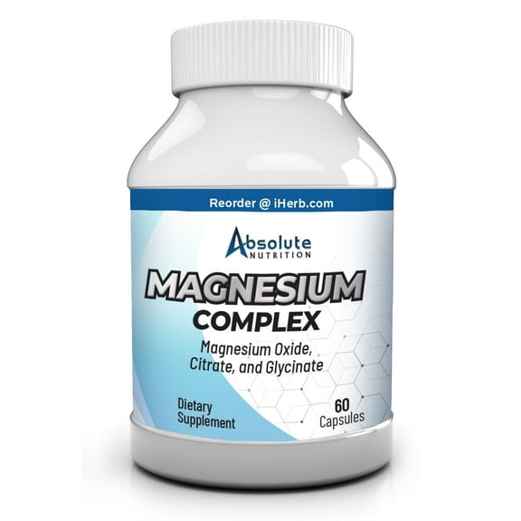 Magnesium Complex Capsules 60ct Oxide, Citrate & Glycinate Blend Supports Sleep, Stress Relief, Muscle & Nerve Health