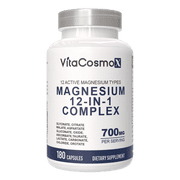 Magnesium Complex 700mg   12-in-1 Magnesium Supplement with Glycinate, Citrate, Malate, Oxide, Taurate & More   High Absorption, 180 Capsules, 90 Servings, Non-GMO