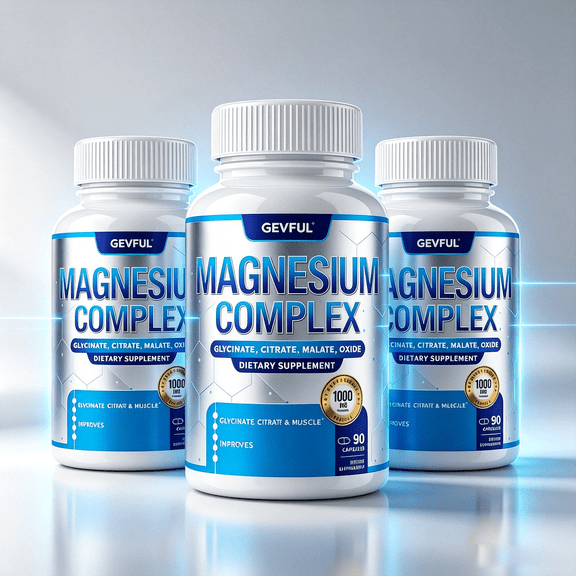 Magnesium Complex Capsules 1000mg, Multi Forms Magnesium Glycinate Citrate Malate Oxide Blend, Daily Oral Mineral Supplement, 90 Count Easy Swallow Capsules for Adults