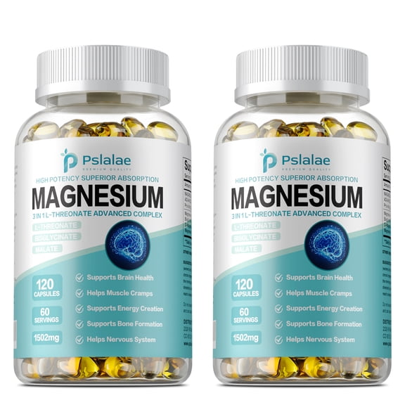Magnesium Complex - L-Threonate, Bisglycinate, Malate - Brain Health & Memory Booster - 2 Bottles