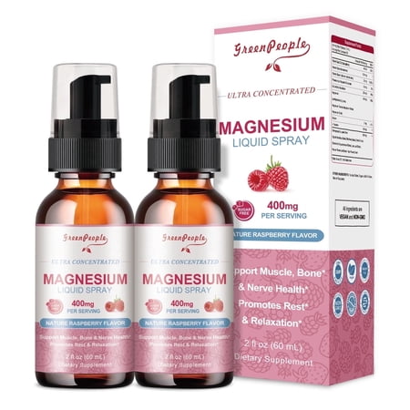 (2 Pack)Magnesium Glycinate Liquid Spray, Magnesium Supplement with Vitamin, L-Theanine, D3K2, B6 Strawberry Flavor, 4 Fl Oz