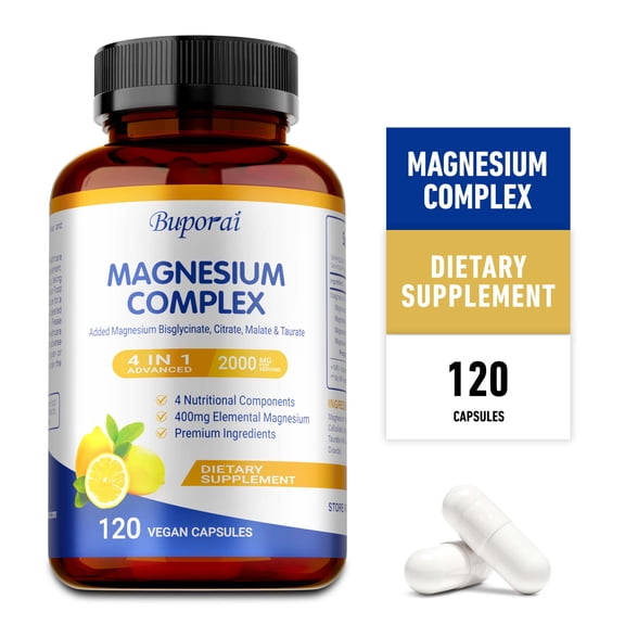Magnesium Complex - Supports Restful Sleep, Bones, Muscle & Immune Health - Bisglycinate, Citrate, Malate, Taurate - 120 Capsules