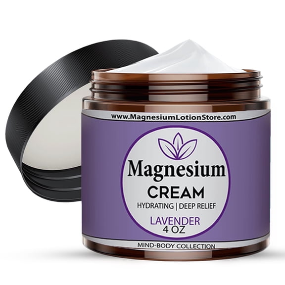 Magnesium Cream with Dead Sea Minerals Fast Absorbing Topical Body Lotion Lightweight, Non-Greasy Skin Moisturizer Made in USA - Lavender Scent
