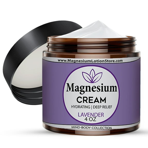 Magnesium Cream - Magnesium Lotion - Lavender Essential Oil Infused - 4oz - Nighttime Topical Magnesium Chloride Apply to Legs, Arms or Chest - USA Made