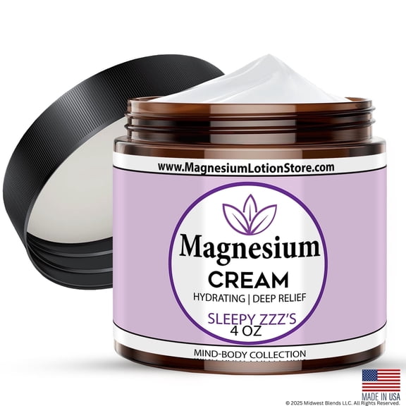 Magnesium Cream with Dead Sea Minerals Fast Absorbing Topical Body Lotion Lightweight, Non-Greasy Skin Moisturizer Made in USA - SleepZZZ Scent