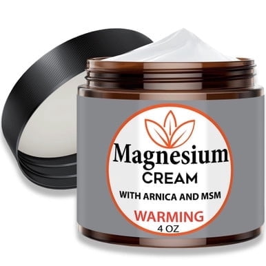 Magnesium Cream Warming with Dead Sea Minerals  Fast Absorbing Topical Body Lotion  Lightweight, Non-Greasy Skin Moisturizer  Made in USA - Unscented