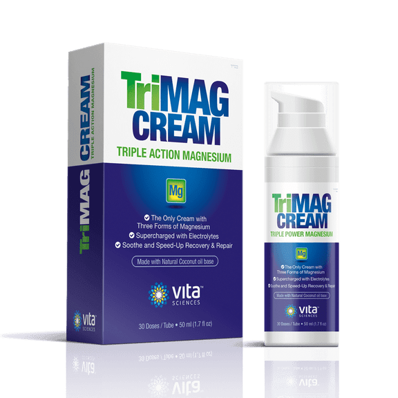 Vita Sciences TriMAG Cream, Magnesium Lotion For Pain, Leg Cramps, and Muscle Tension, 1.7 oz