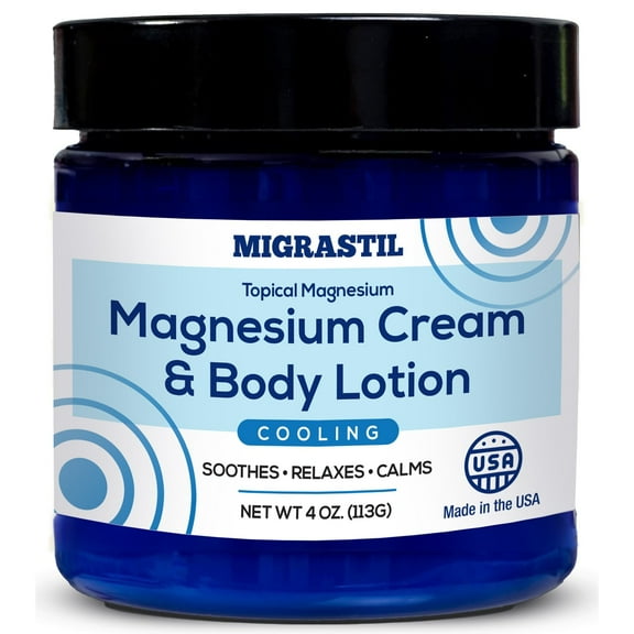 Magnesium Cream and Body Lotion - Cooling Relief for Sleep, Sore Muscles, and Legs, 4 oz. Made in the USA