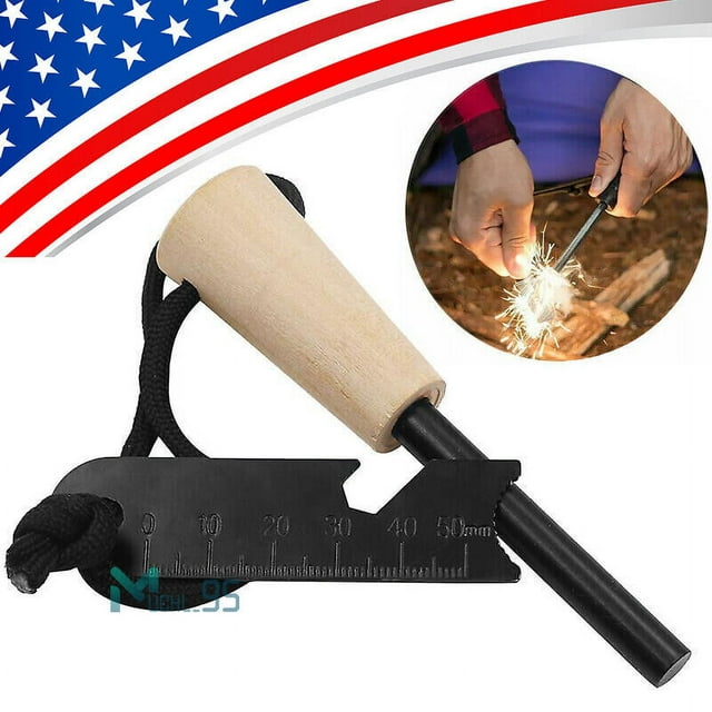 Magnesium Ferrocerium Ferro Rod Flint Survival Fire Starter Kit Camping