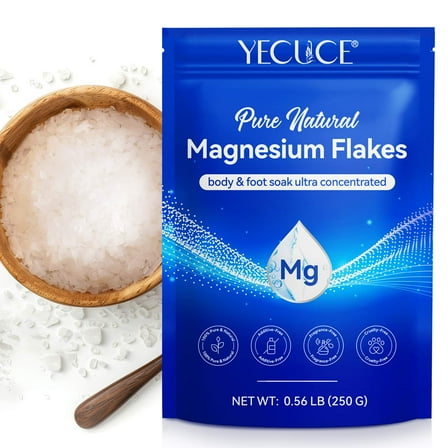 Magnesium Flakes,0.56 LB,Highly Concentrated Use for Magnesium Bath Body Soak or Foot Soak, for Relaxation, Wellness & Muscle Relief