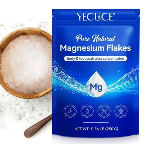Magnesium Flakes,0.56 LB,Highly Concentrated Use for Magnesium Bath Body Soak or Foot Soak, for Relaxation, Wellness & Muscle Relief