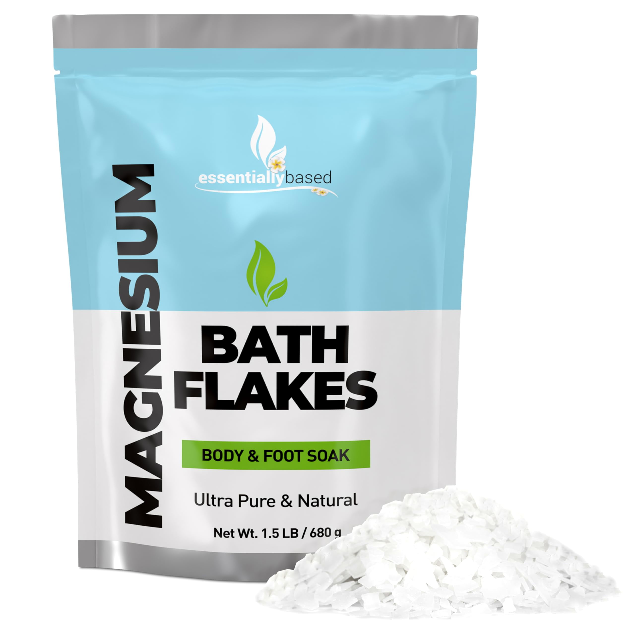 Magnesium Flakes by Essentially Based 24 oz Ultra Pure Magnesium Chloride in Resealable Pack