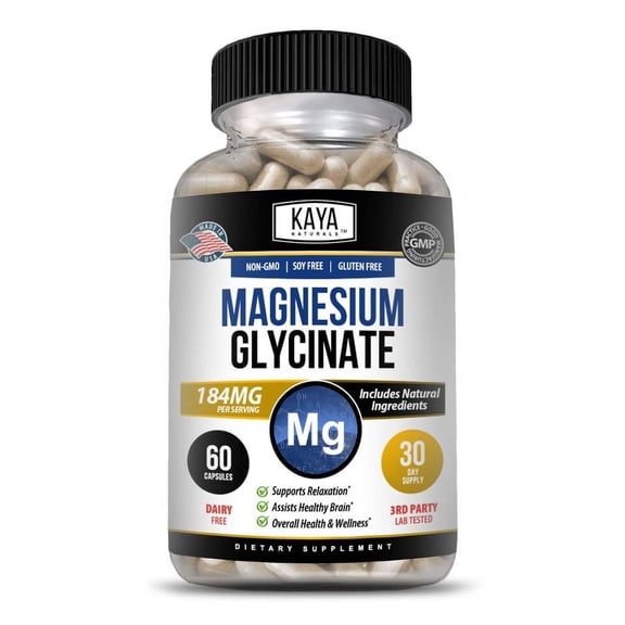 Magnesium Glycinate 184 MG Chelated RLS Improved Sleep, Stress & Anxiety Relief 30 Capsule