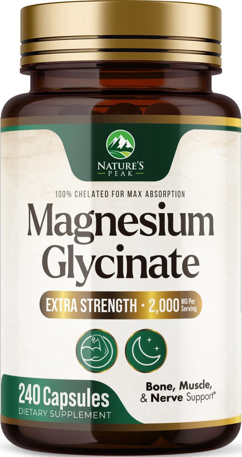 Magnesium Glycinate 2000mg Per Serving - Chelated Magnesium Supplement for High Absorption Supplement - Muscle & Heart H