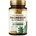 thumbnail image 1 of Magnesium (Glycinate) 250 mg - 100% Chelated & High Absorption Magnesium Supplement - Improved Formula with Mag Glycinate for Gentle Digestion - Gluten Free, Vegan, Bottled in The USA - 120 Count, 1 of 10