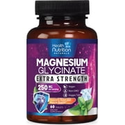Magnesium Glycinate 250mg Per Serving - High Absorption 100% Chelated Magnesium Formula - Muscle, Nerves, Bone & Heart Health Support Supplement, Gluten-Free Non-GMO Vegan - Bottled USA - 60 Tablets