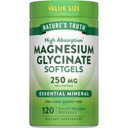 Magnesium Glycinate 250mg | 120 Softgels | Non-GMO, Gluten Free Supplement | by Nature's Truth
