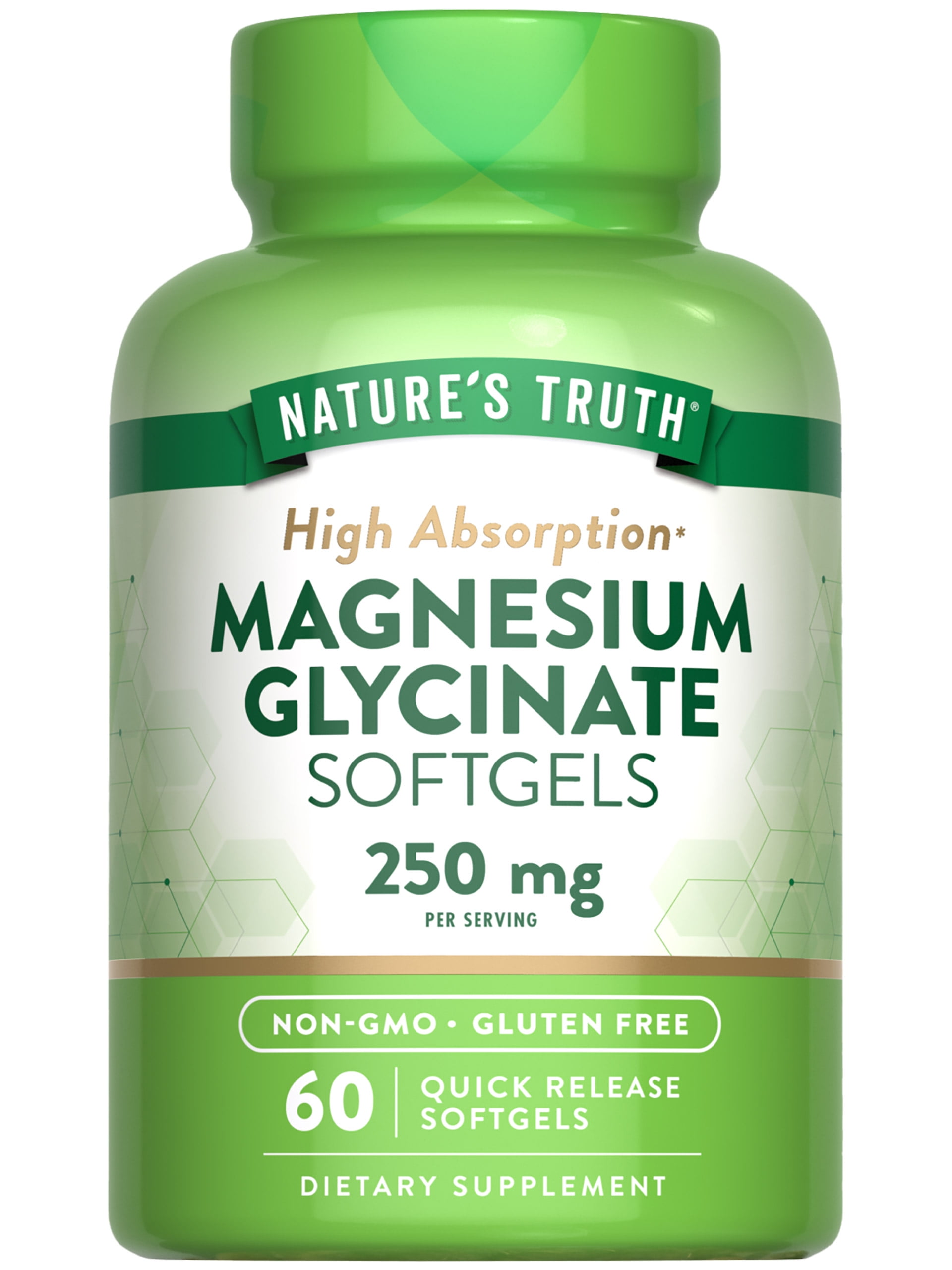 Magnesium Glycinate 250mg | 60 Softgels | High Absorption | For Men and Women | by Nature's Truth