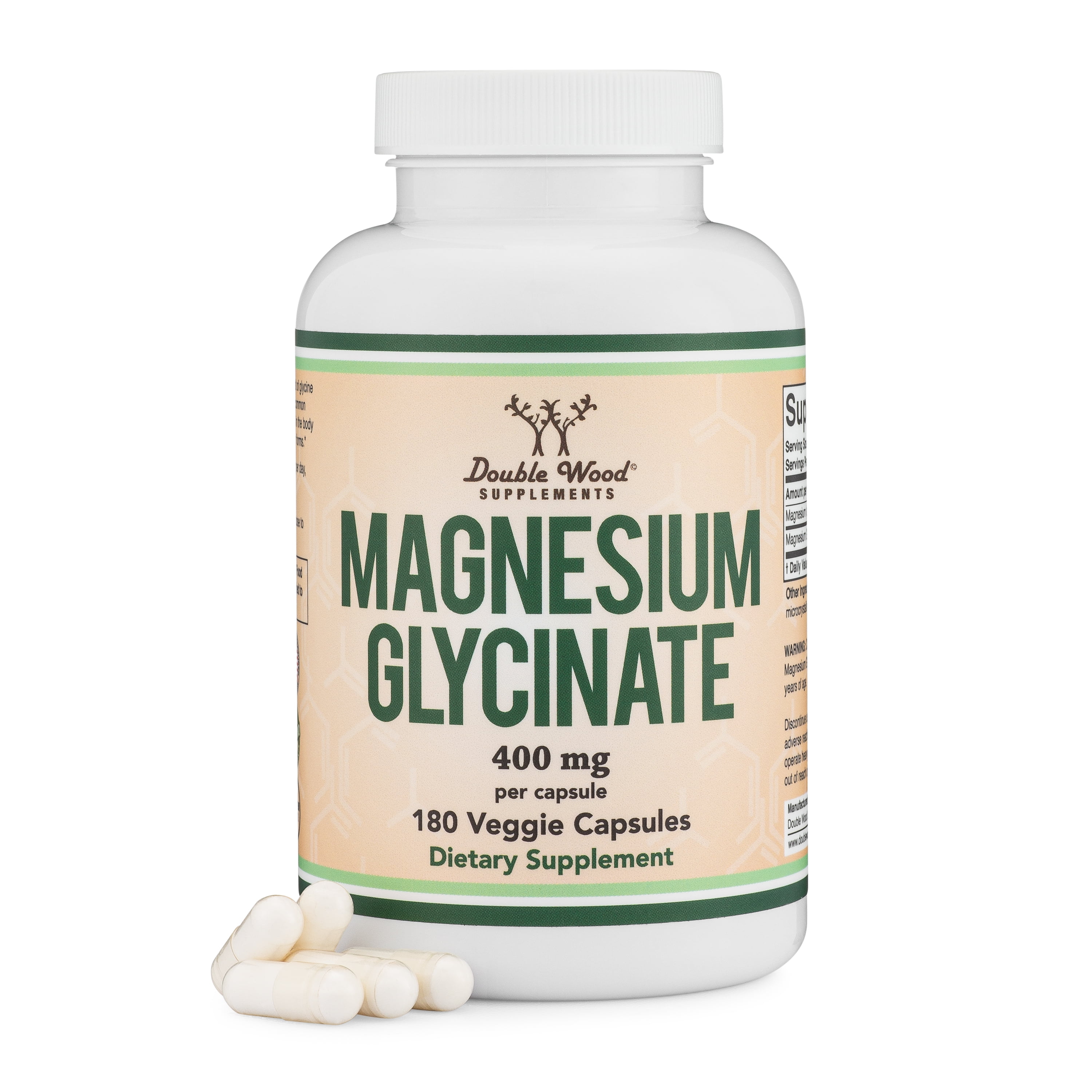 Magnesium Glycinate 400mg, 180 Capsules (Vegan Safe, Manufactured and