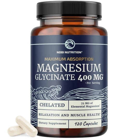 High Absorption Chelated Magnesium Glycinate Capsules, 400 mg, Flavorless, 120 Ct