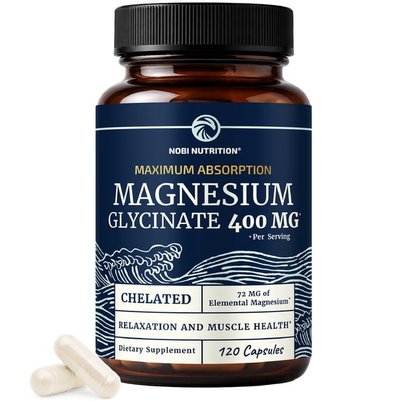 High Absorption Chelated Magnesium Glycinate Capsules, 400 mg, Flavorless, 120 Ct
