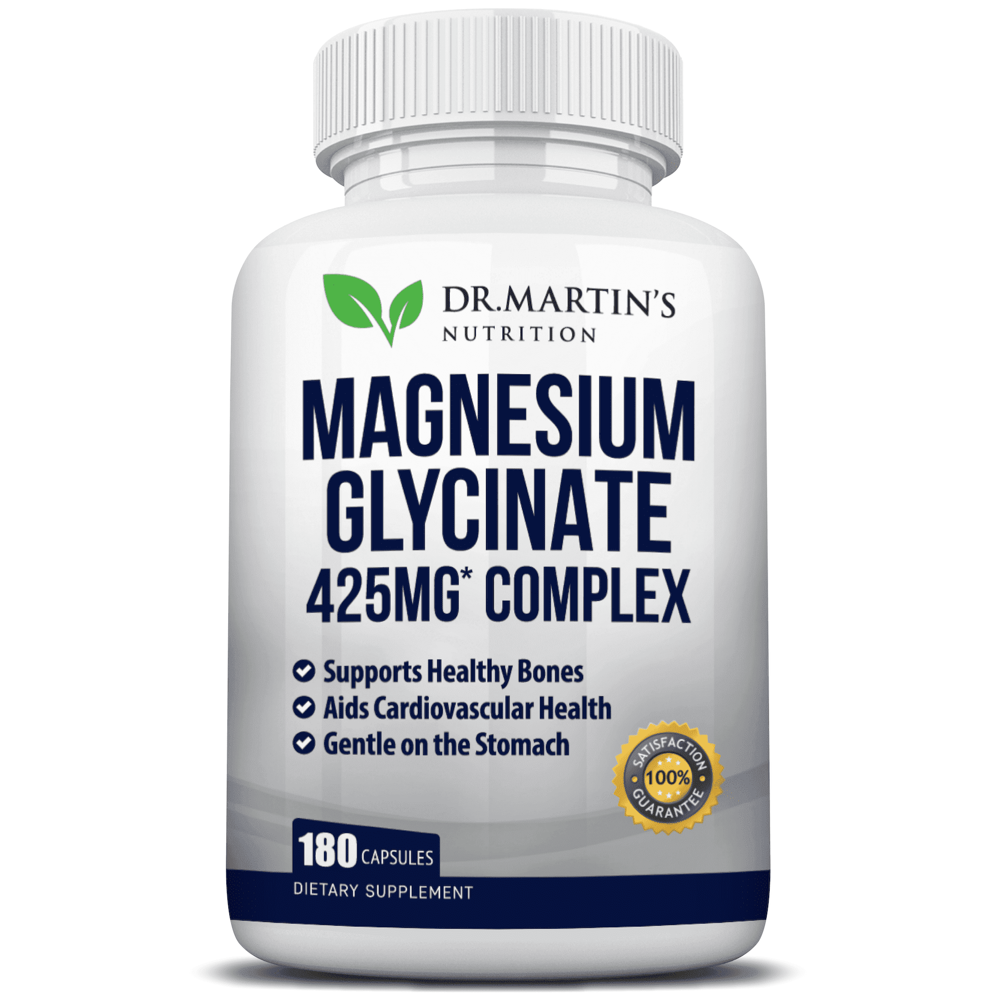 Magnesium Glycinate 425mg, 180 Capsules | Stress Relief, Muscle Cramps, Sleep Aid & Heart Health | High Absorption Formu