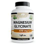 Magnesium Glycinate 450 MG No Laxative Effect - Vegan - Helps Function of Muscles, Bones, Non-GMO - 120 Veggie Capsules