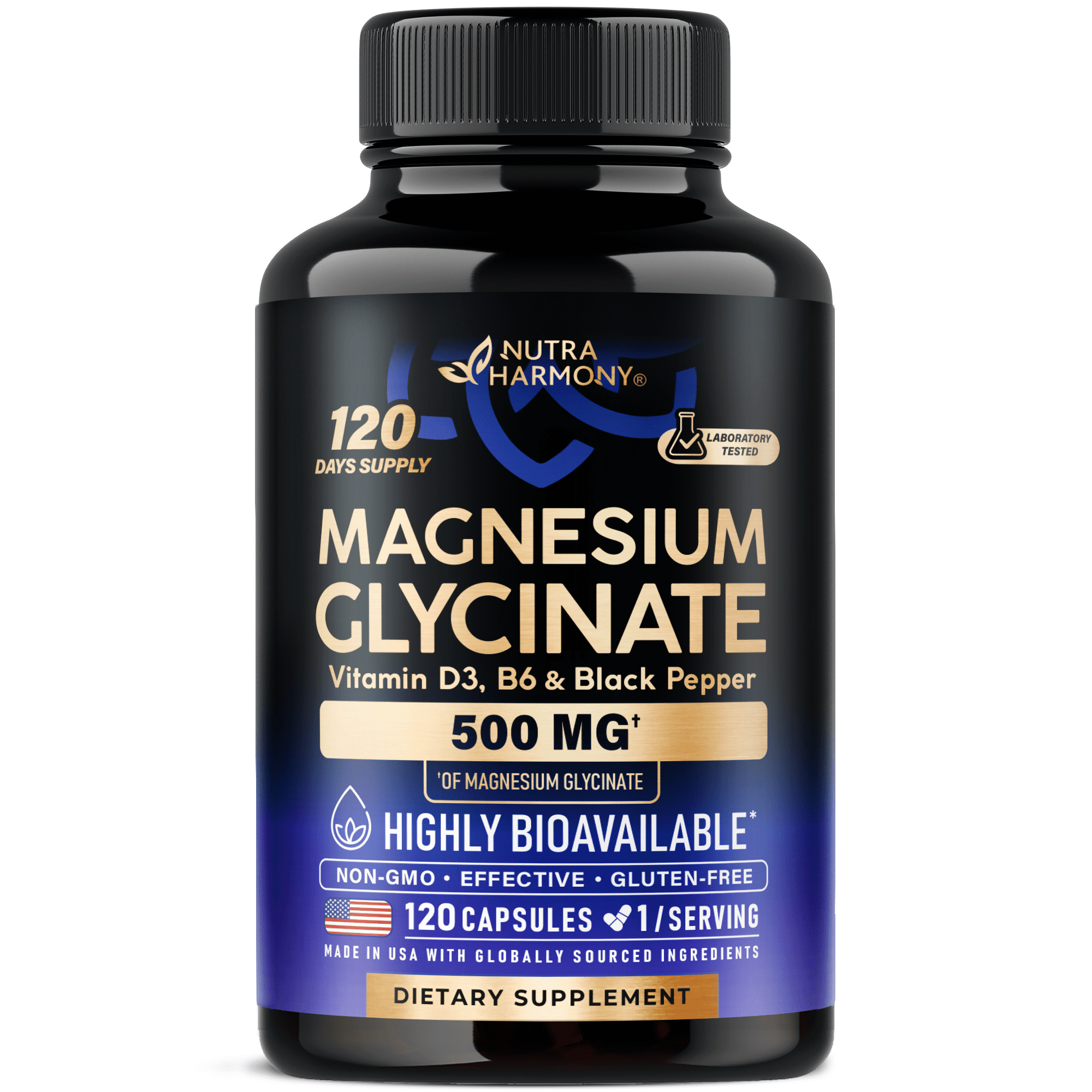 Magnesium Glycinate 500 mg with Vitamin D3, B6 & Black Pepper Capsules