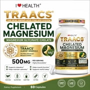 Magnesium Glycinate 500 mg - High Potency Elemental Magnesium Supplement for Heart, Muscle, Digestion Support - 60 Capsules