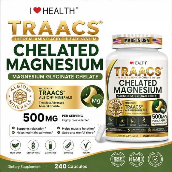 Magnesium Glycinate 500g, Magnesium Supplement, Unflavored 240 Capsules