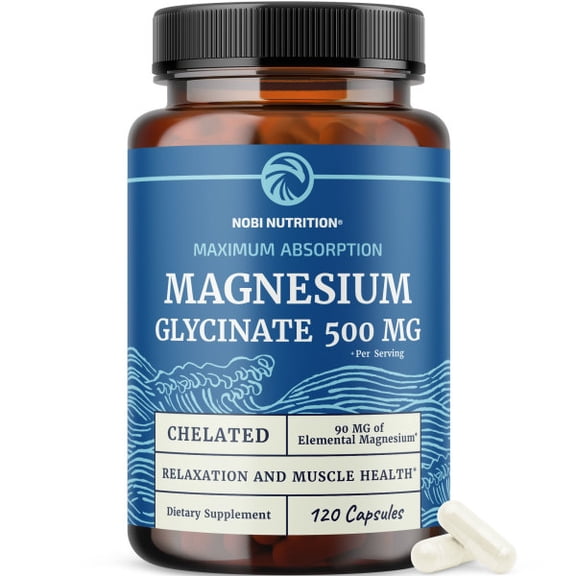 Magnesium Glycinate 500mg | High Absorption | Sleep, Muscle, Heart Health & Relaxation Support | Chelated Magnesium Supplement | 120 Capsules
