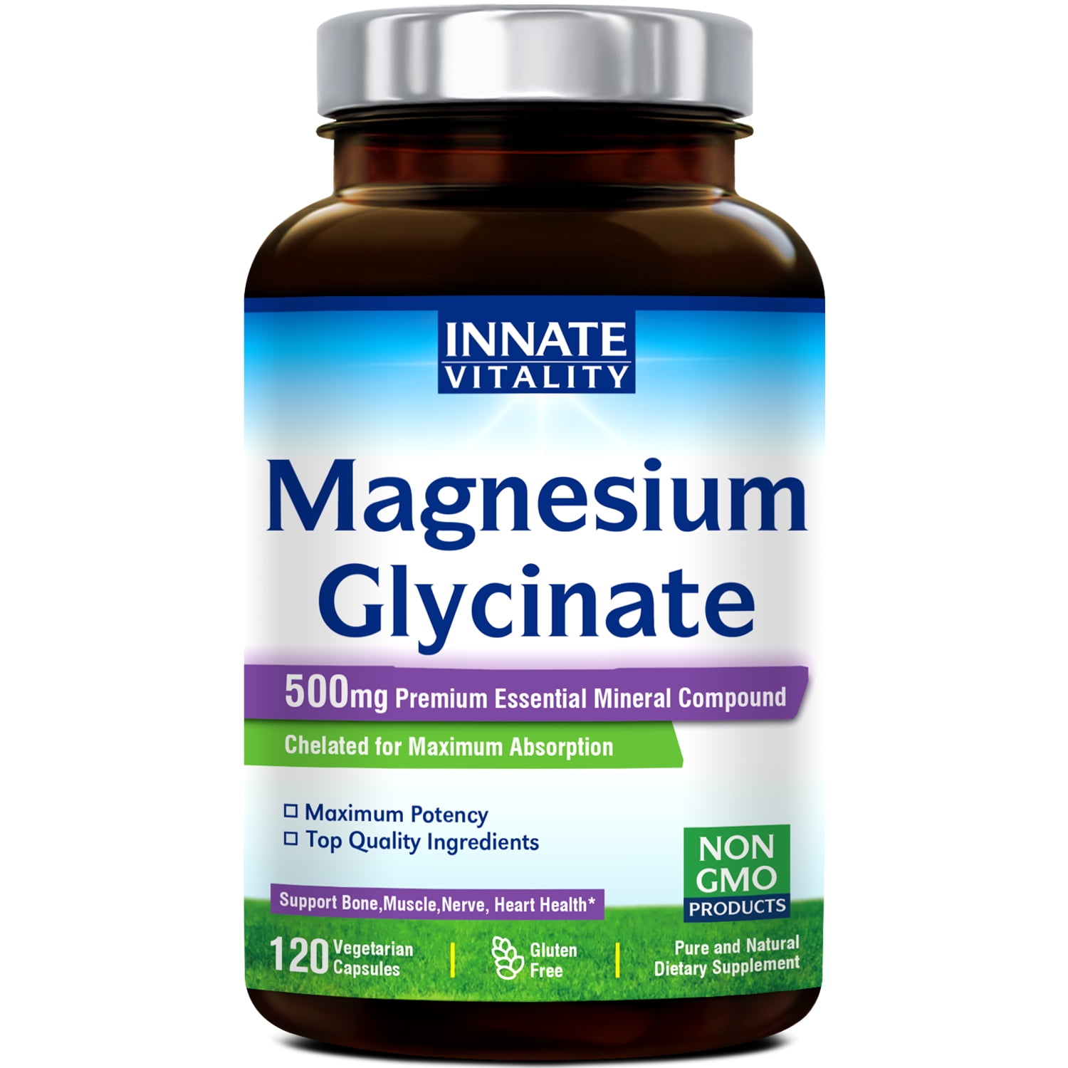 Magnesium Glycinate 500mg 120 Veggie Caps Non GMO Gluten Free Magnesium Glycinate 500mg 120 Veggie Caps Non GMO Gluten Free