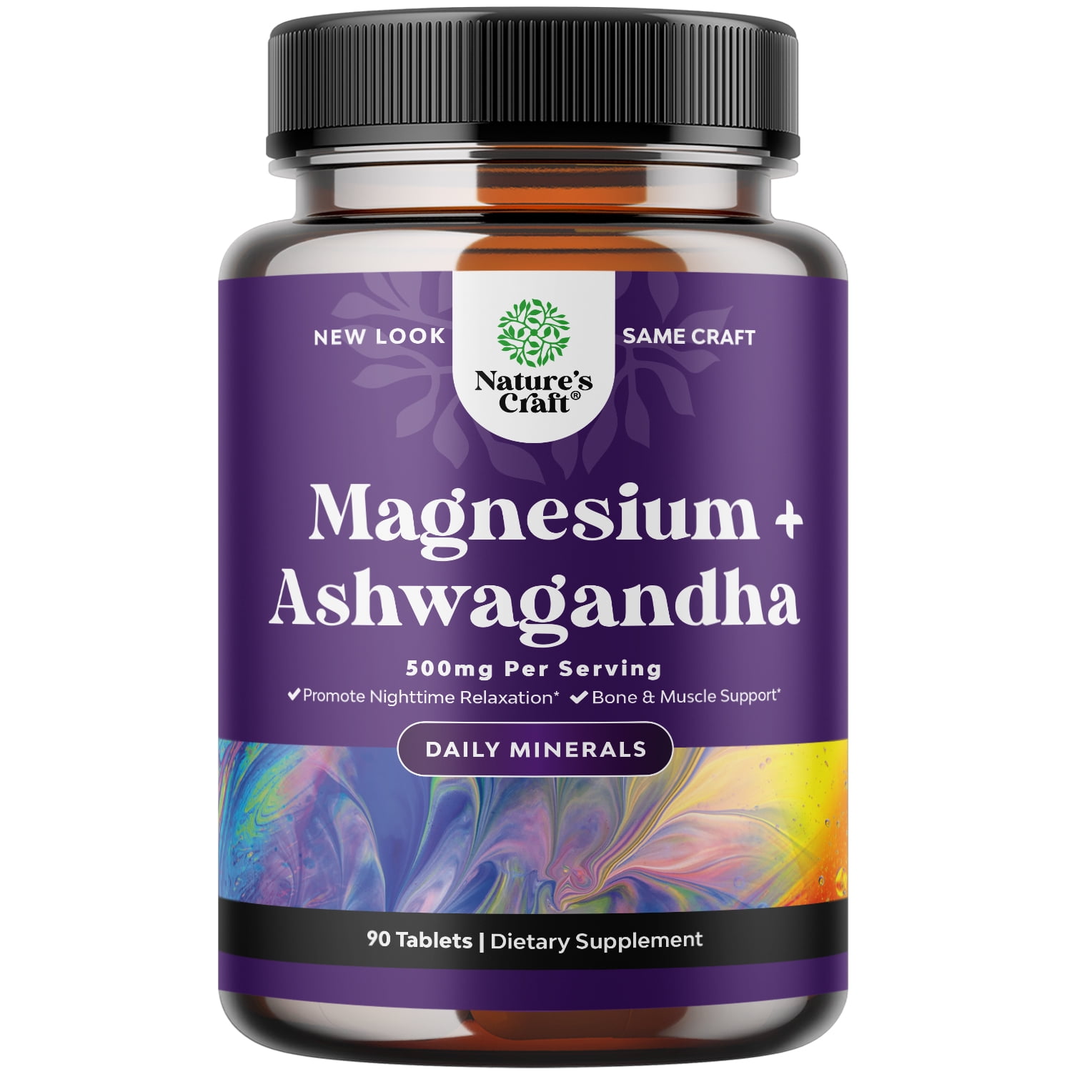 Magnesium Glycinate 500mg per serving with Ashwagandha Root Calming