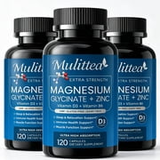 Magnesium Glycinate 500mg with Zinc - Vitamin D3 & B6, Magnesium Supplement - Support Muscle & Sleep, 120 Capsules3 Pack
