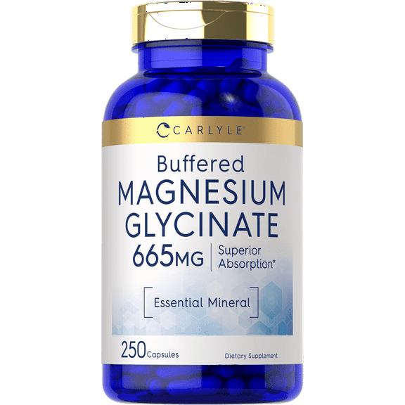 Magnesium Glycinate | 665 mg | 250 Capsules | Non-GMO and Gluten Free Supplement | by Carlyle