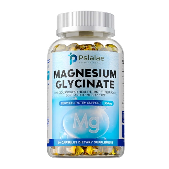 Magnesium Glycinate Capsules 500mg - Support Heart Health, Sleep, Nerve Function, and Muscle Relaxation - 60 Capsules
