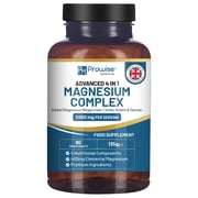 Magnesium Glycinate Complex 4 in 1-2000mg per Serving | Precise 400mg Elemental Magnesium dose | Added Magnesium Bisglycinate, Citrate, Malate & Taurate | 90 Vegan Tablets - by Prowise
