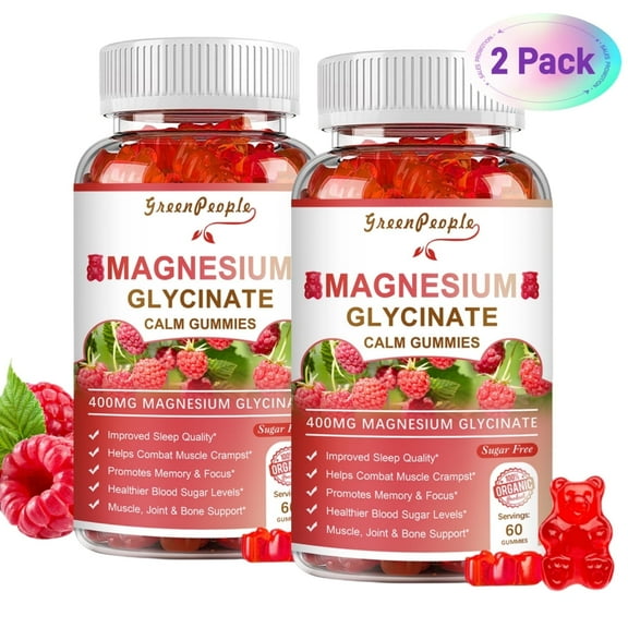 Magnesium Glycinate Complex 600mg Gummies, Chewable Magnesium Supplement w/ Calcium, Potassium, Vitamin D3 B6, CoQ10, for Calm Mood & Sleep Support Muscle & Bone Health, Raspberry Flavor (120 Pcs)