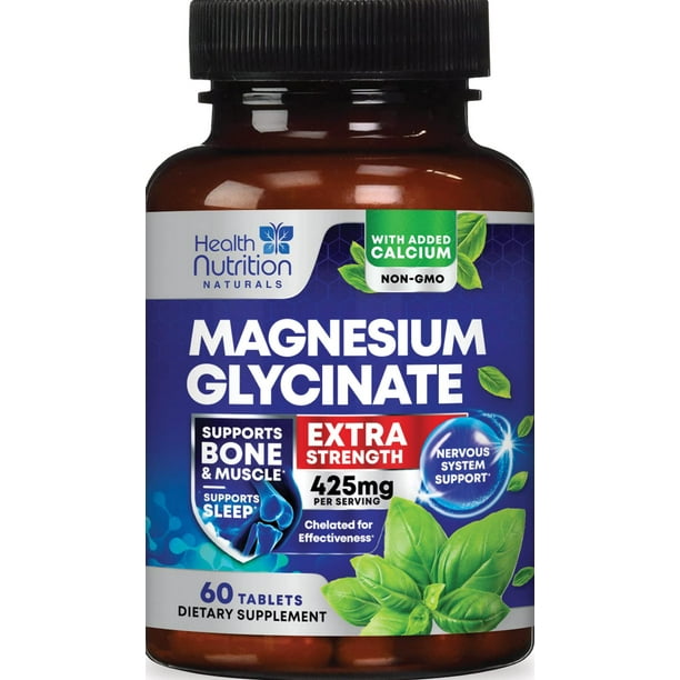 Magnesium Glycinate Extra Strength 425 mg Chelated High Absorption
