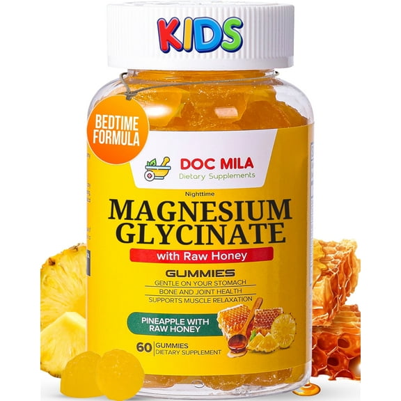 Doc Mila Magnesium Glycinate Gummies 100mg - High Absorption, Sugarfree - 30 Servings